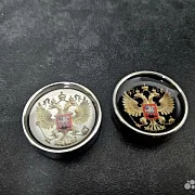 Комплект стальных фишек для нард «Герб России» — оригинальный подарок — фотография 3