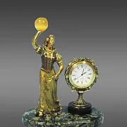 Настольные часы «Вдохновение» из бронзы и змеевика — оригинальный подарок — фотография 2