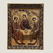 Подарочная резная икона из дерева Святая Троица — фотография 1