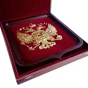 Подарочное панно «Герб России» на деревянной основе — фотография 2