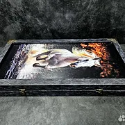Нарды под стеклом «Лошади» — красивый подарок — фотография 8