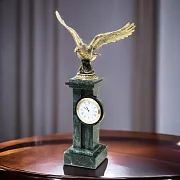 Винтажные настольные часы «Орел» из бронзы и змеевика — оригинальный подарок — фотография 1