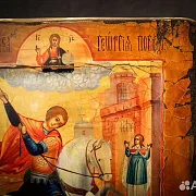 Икона "Георгий Победоносец поражает змия" — красивый подарок — фотография 4