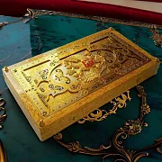 Деревянные нарды «Герб РФ» с позолоченной златоустовской гравюрой — оригинальный подарок — фотография 1