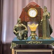 Часы «Каменный цветок» с яшмой, долеритом и селенитом — оригинальный подарок — фотография 1