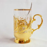 Латунный подстаканник «Узор» №2 из Златоуста — необычный подарок — фотография 4