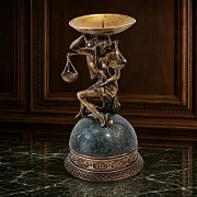 На память: Подсвечник «Весы» из бронзы и змеевика — фотография 1