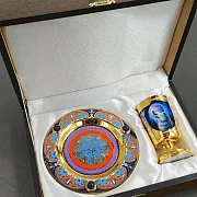 Набор «Волк» с бокалом и блюдом. Златоуст — необычный подарок — фотография 2
