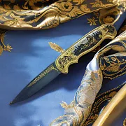 Увеличенный складной дамасский нож «Тигр» — необычный подарок — фотография 1