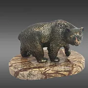 Подарочная статуэтка «Медведь таежный» из бронзы с мрамором — фотография 2