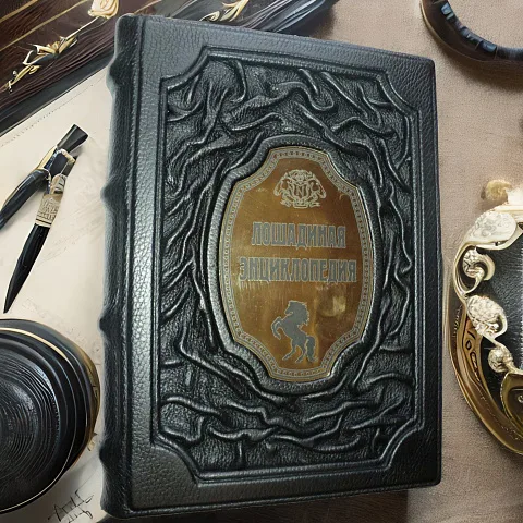 Лошадиная энциклопедия Невзорова в кожаном переплёте — книга — красивый подарок